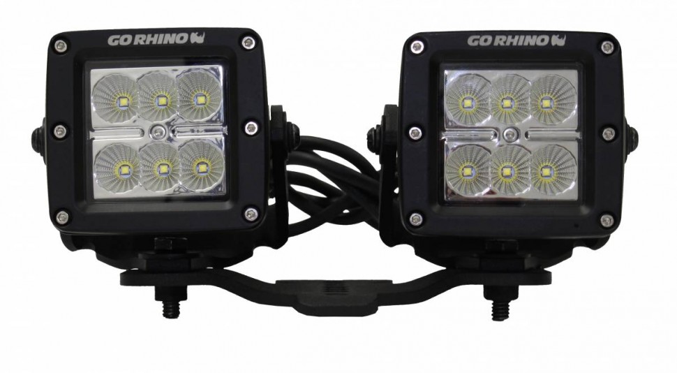 Комплект креплений светодиодной оптики на капот 3"x3" Jeep Gladiator JT/Wrangler JL 18-23 Go Rhino 731030T