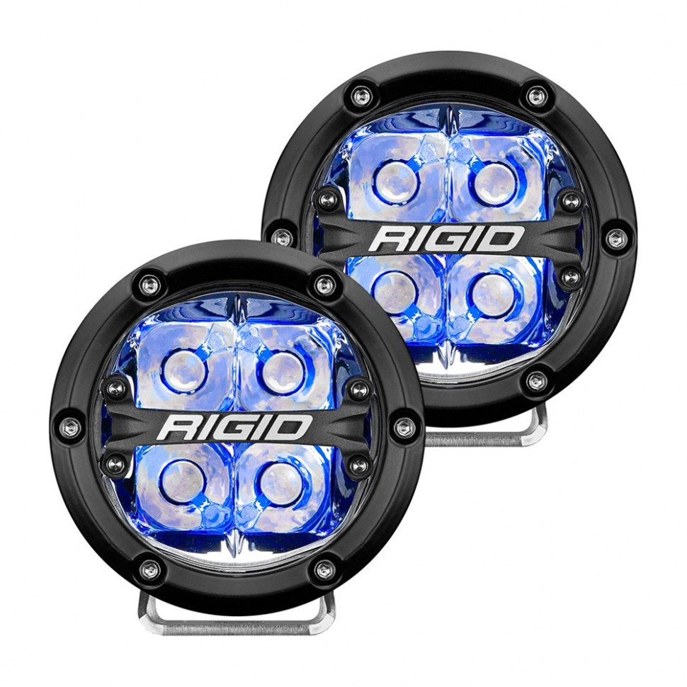 Додаткові led фари 4" Далеке світло синє підсвічування (пара) 360-Series Rigid Industries 36115