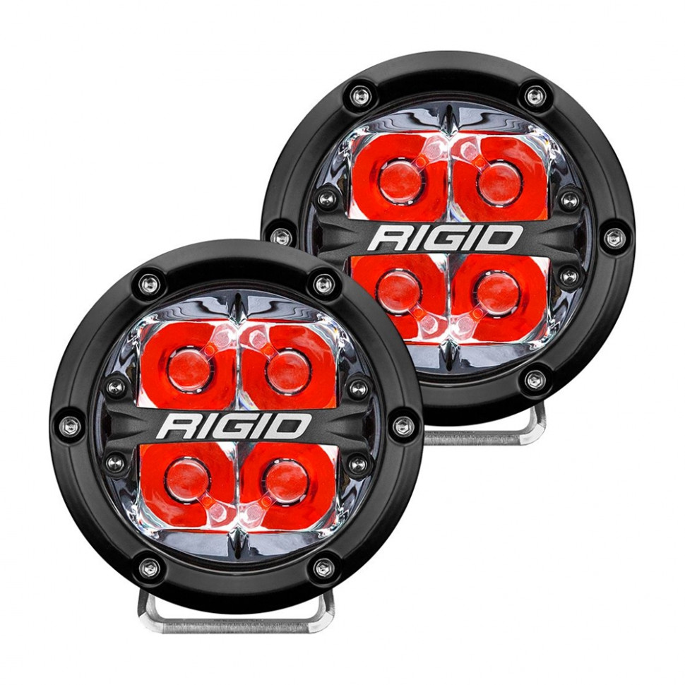 Rigid Industries 36112 360-Series Led Off-Road Light 4 Inch Spot Beam Red Backlight Pair