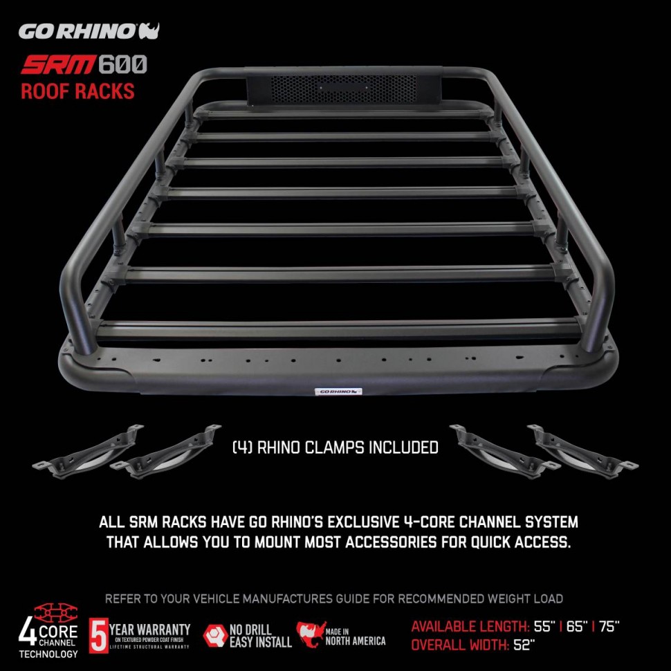 Go Rhino 5936055T SRM Basket-Style Roof Rack 55"x52"