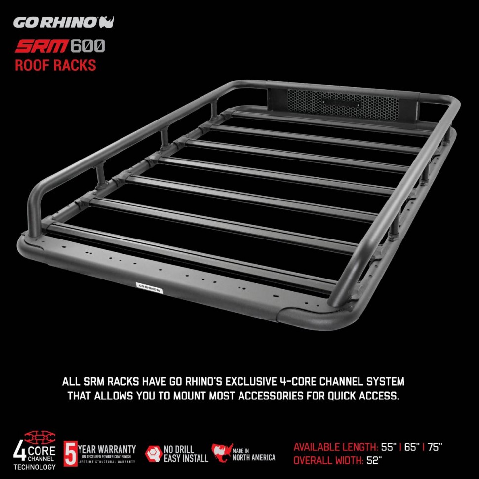 Go Rhino 5936055T SRM Basket-Style Roof Rack 55"x52"