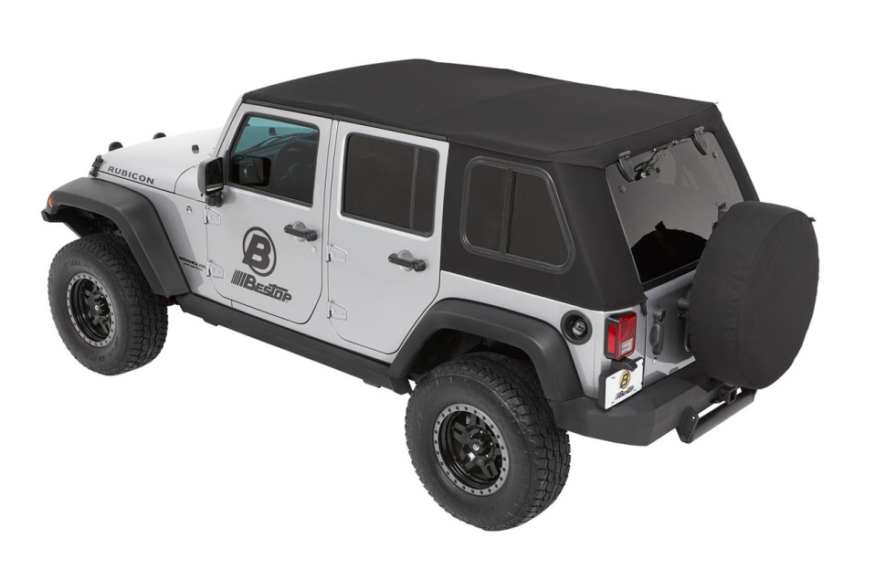 М’який дах Trektop Pro Soft Top Premium Black Twill Jeep Wrangler JK 07-18 4 Door Bestop 5486317