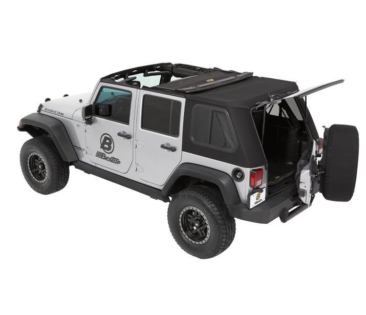 М’який дах Trektop Pro Soft Top Premium Black Twill Jeep Wrangler JK 07-18 4 Door Bestop 5486317