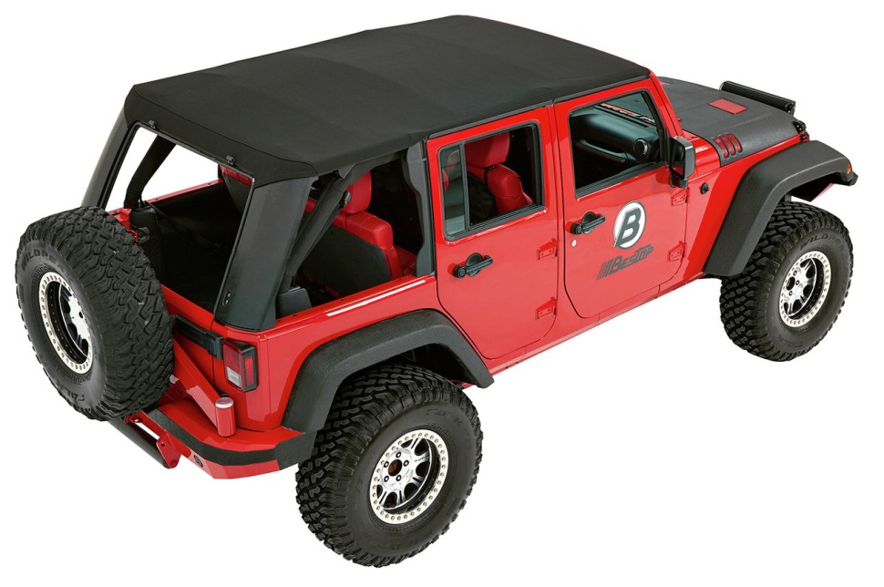 М’який дах Trektop Pro Soft Top Premium Black Twill Jeep Wrangler JK 07-18 4 Door Bestop 5486317