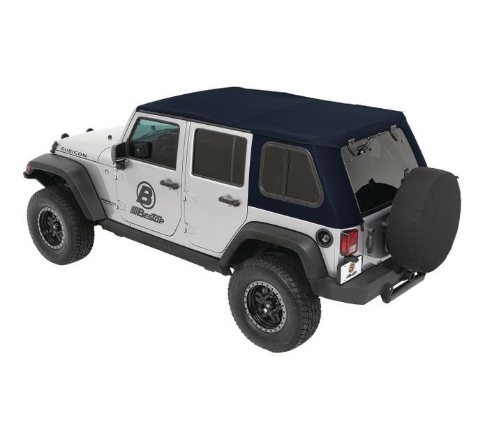 Bestop 5486369 Trektop Soft Top Jeep Wrangler JK 07-18 4 Door (Navy Blue Twill)