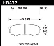 Задние тормозные колодки Lexus GX470/GX460/Toyota 4Runner/FJ Cruiser/Prado 120/Prado 150 03-20 Hawk Performance HPS HB477F.610