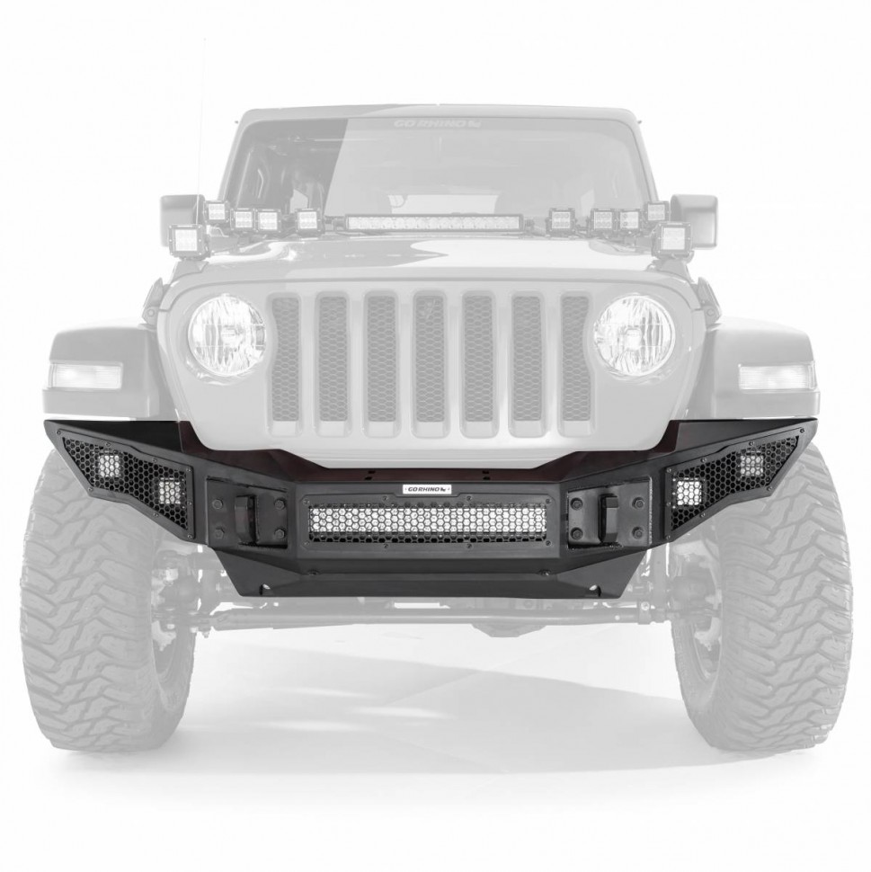 Go Rhino 331200T Rockline Full Width Front Winch Bumper Jeep Gladiator JT/Wrangler JK/JL 07-23