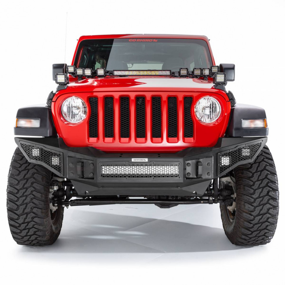 Go Rhino 331200T Rockline Full Width Front Winch Bumper Jeep Gladiator JT/Wrangler JK/JL 07-23