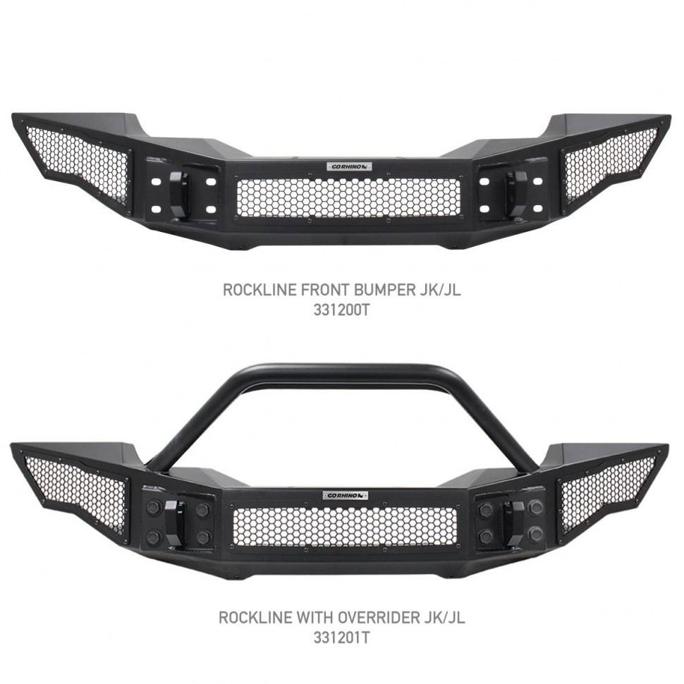 Go Rhino 331200T Rockline Full Width Front Winch Bumper Jeep Gladiator JT/Wrangler JK/JL 07-23