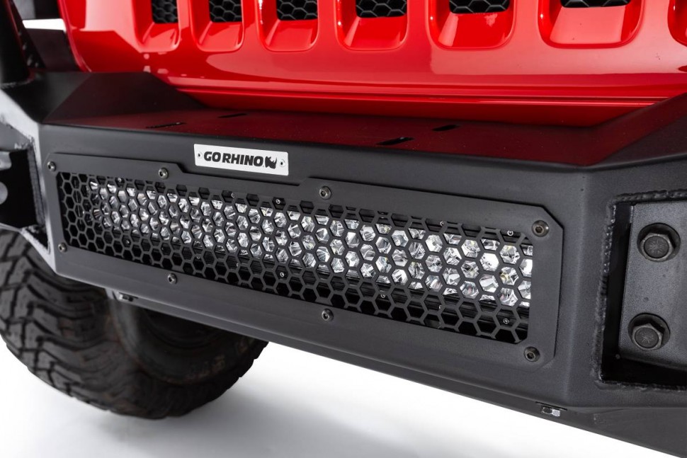 Go Rhino 331200T Rockline Full Width Front Winch Bumper Jeep Gladiator JT/Wrangler JK/JL 07-23