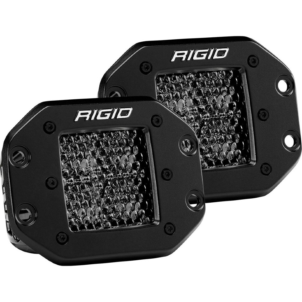 Rigid Industries 212513BLK D-Series Flush Mount Light (Pair) 3x3" Spot/Diffused