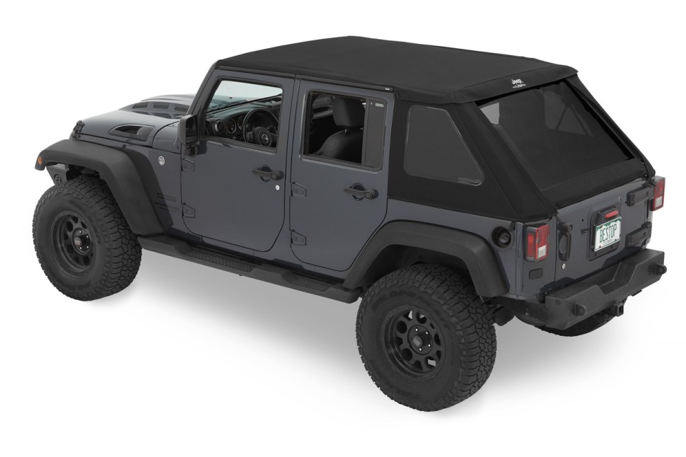 Мягкая крыша Trektop Soft Top Premium Black Twill Jeep Wrangler JK 07-18 4 Door Bestop 5645317