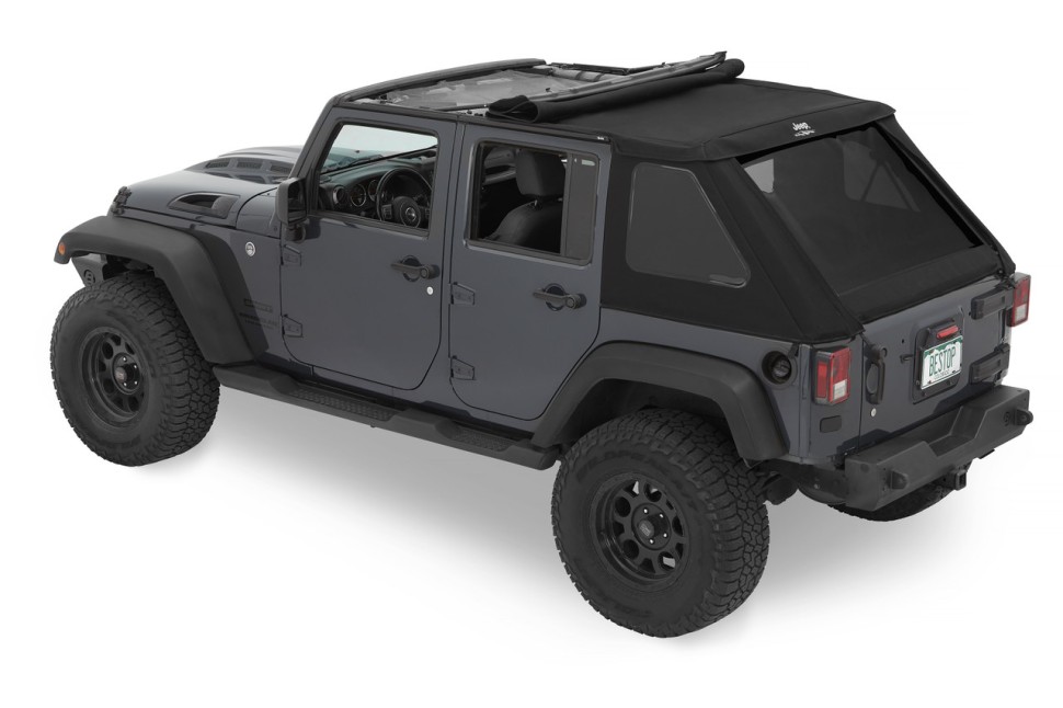 Мягкая крыша Trektop Soft Top Premium Black Twill Jeep Wrangler JK 07-18 4 Door Bestop 5645317
