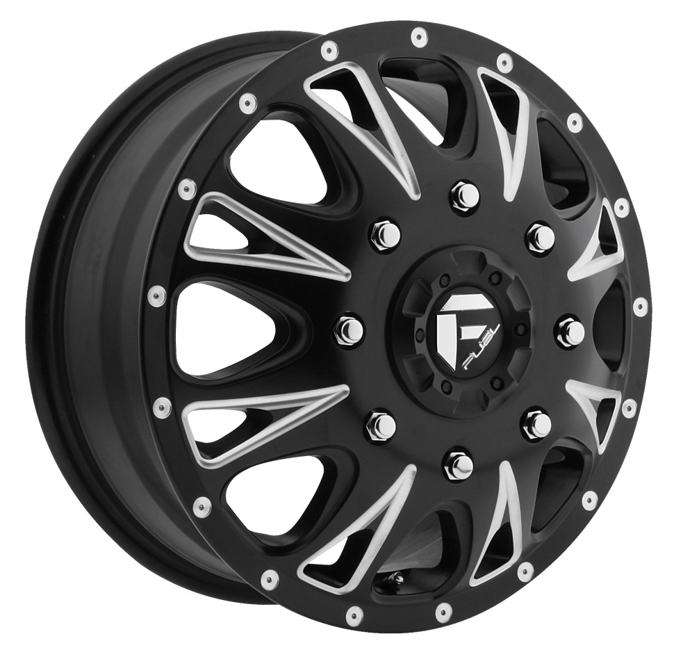 Fuel Off Road D513176593F Throttle Dually Wheel Matte Black Milled 17x6.5 +129
