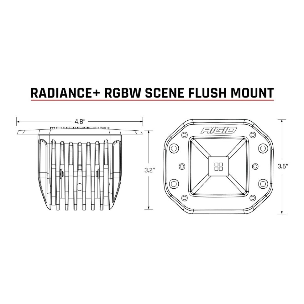 Rigid Industries 682153 Radiance Flush Mount Light (Pair) W/Backlit RGB 3" Scene/Light