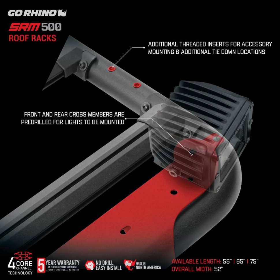 Go Rhino 5935075T SRM Flat Platform Roof Rack 75"x52"