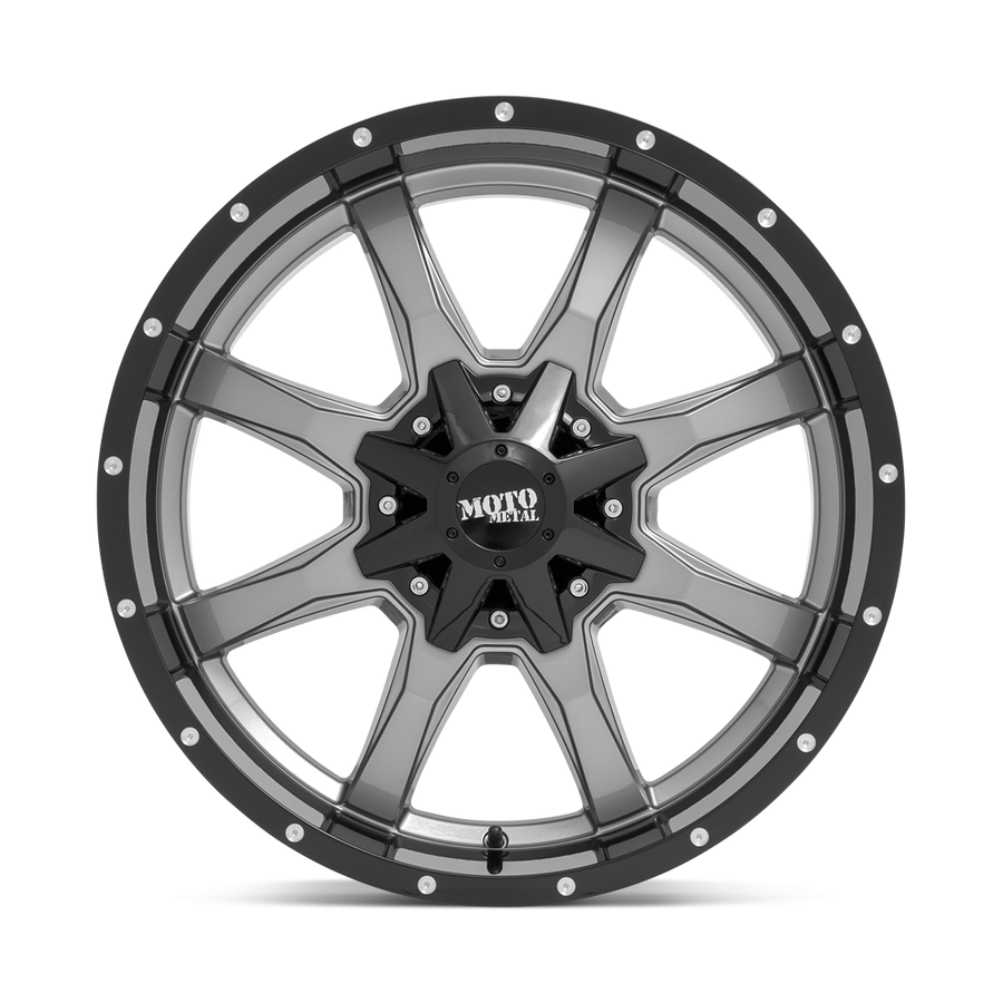 Moto Metal MO97089078418 MO970 Wheel Gloss Gray Center W/Gloss Black Lip 18x9 +18