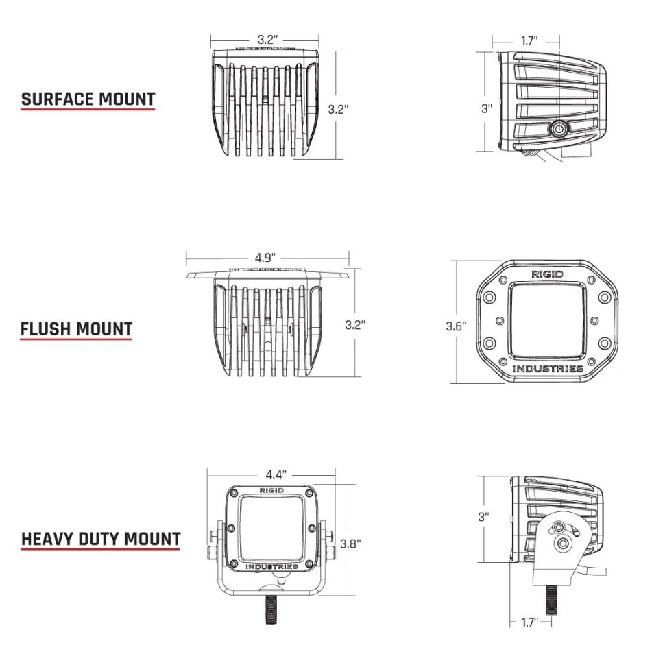 Комплект дополнительных Led фар 3x3" Flood/Diffused D-Series Rigid Industries 222513