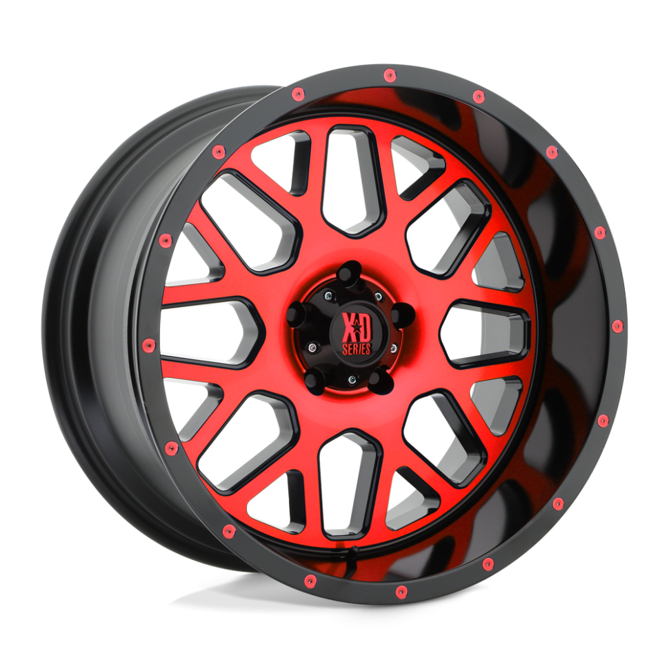 XD Wheels XD82021050524NRC Grenade Wheel Satin Black Mach Face W/Red Tinted Clear Coat 20x10 -24
