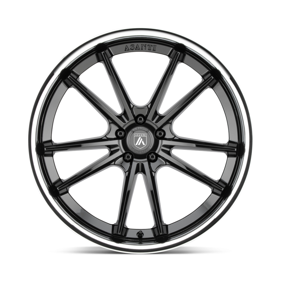 Asanti Wheels ABL23-22051525BK Sigma Wheel Gloss Black W/Chrome Lip 22x10.5 +25