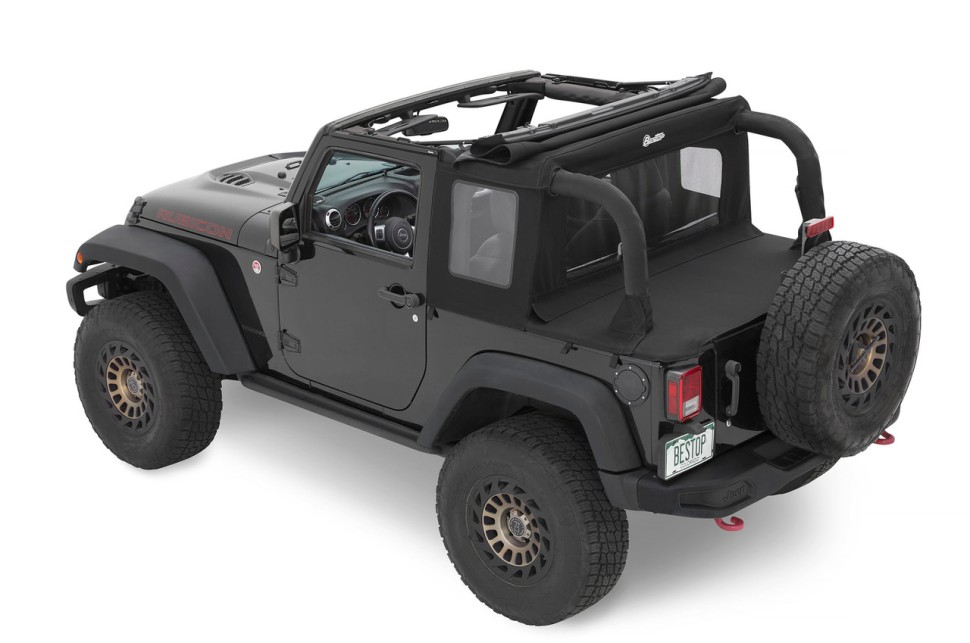 Мягкая крыша Halftop Soft Top Premium Black Twill Jeep Wrangler JK 07-18 2 Door Bestop 5390017