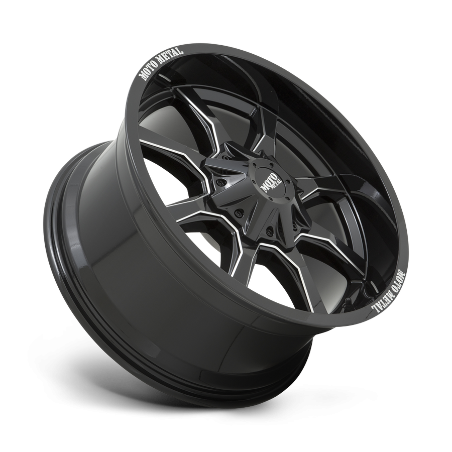 Moto Metal MO970290673B12US MO970 Wheel Gloss Black W/Milled Spoke & Moto Metal On Lip 20x9 +12