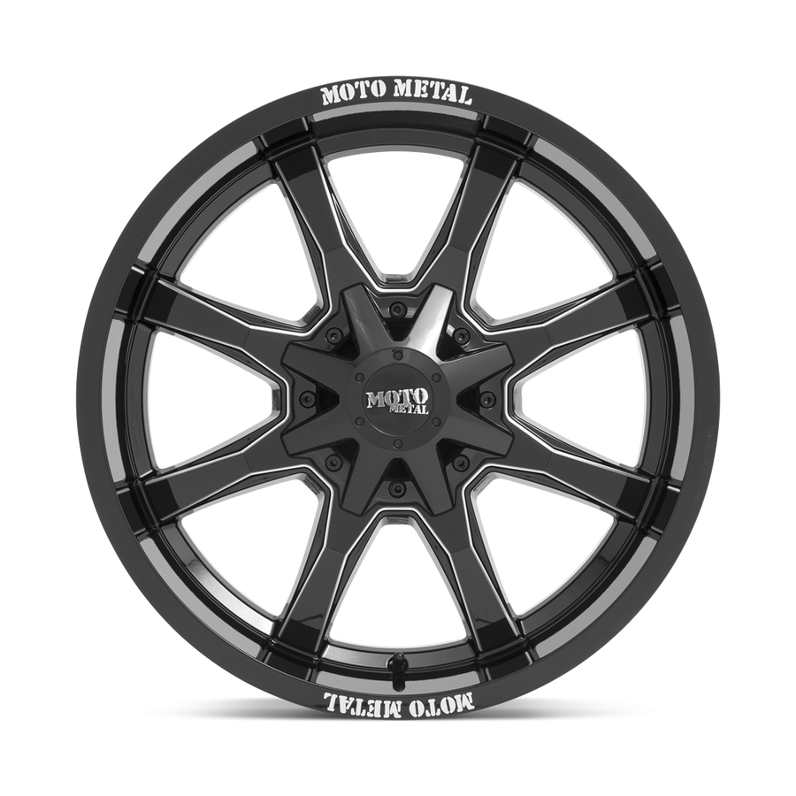 Moto Metal MO970290673B12US MO970 Wheel Gloss Black W/Milled Spoke & Moto Metal On Lip 20x9 +12