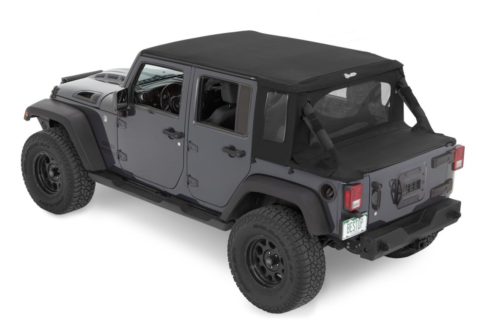 Мягкая крыша Halftop Soft Top Premium Black Twill Jeep Wrangler JK 07-18 4 Door Bestop 5390117