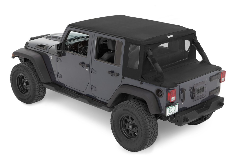 Мягкая крыша Halftop Soft Top Premium Black Twill Jeep Wrangler JK 07-18 4 Door Bestop 5390117