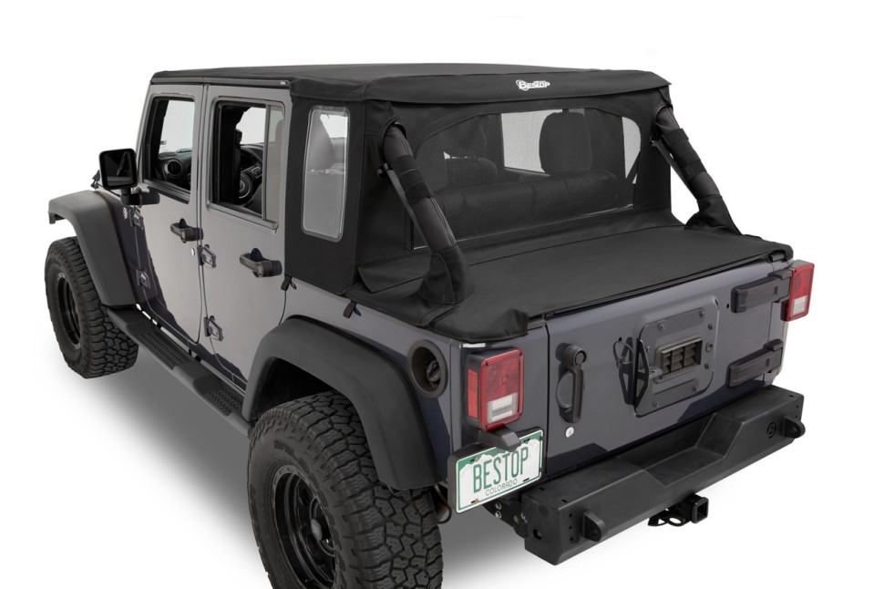 Мягкая крыша Halftop Soft Top Premium Black Twill Jeep Wrangler JK 07-18 4 Door Bestop 5390117