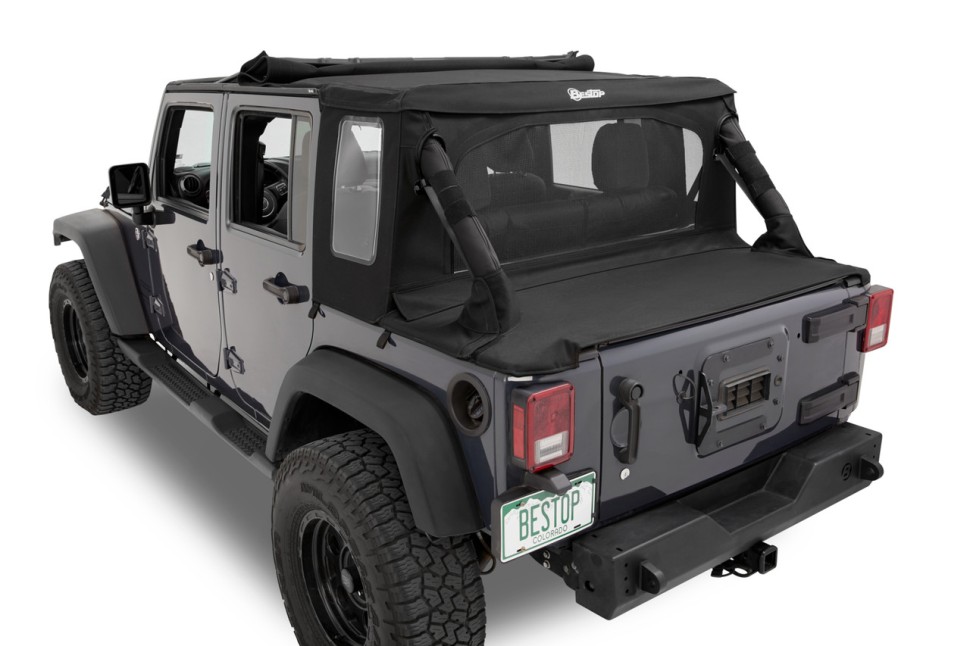 Мягкая крыша Halftop Soft Top Premium Black Twill Jeep Wrangler JK 07-18 4 Door Bestop 5390117