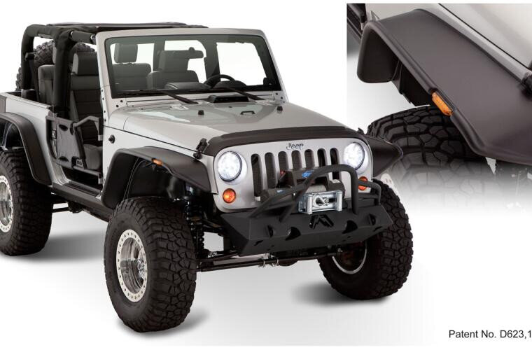 Bushwacker 10919-07 Flat Fender Flares Set 4 PC Jeep Wrangler JK 07-18