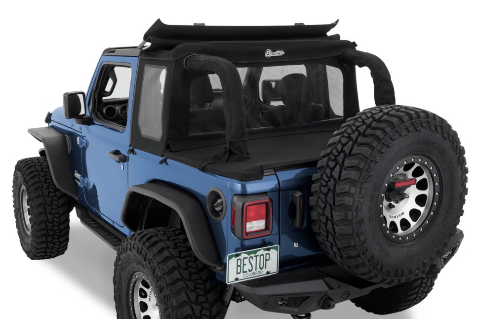Мягкая крыша Halftop Soft Top Premium Black Twill Jeep Wrangler JL 18-23 2 Door Bestop 5390317