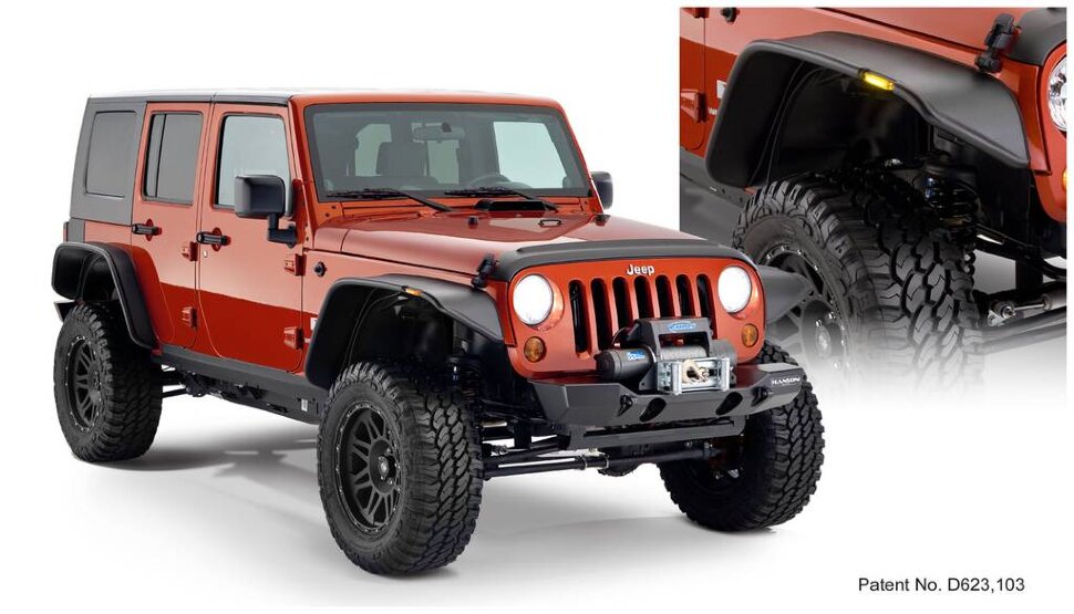 Bushwacker 10918-07 Flat Fender Flares Set 4 PC Jeep Wrangler JK 07-18
