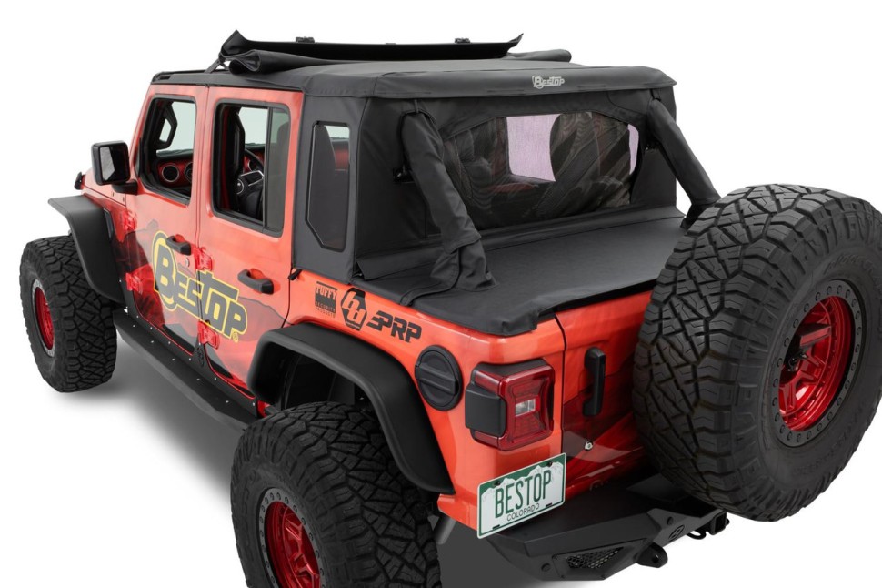 Мягкая крыша Halftop Soft Top Premium Black Twill Jeep Wrangler JL 18-26 4 Door Bestop 5390417