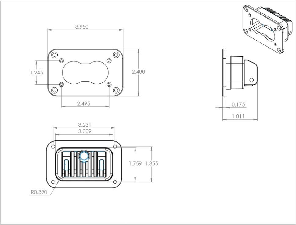 Дополнительная LED фара скрытого монтажа 1.76x2.93" Wide Cornering S2 Pro Baja Designs 481005