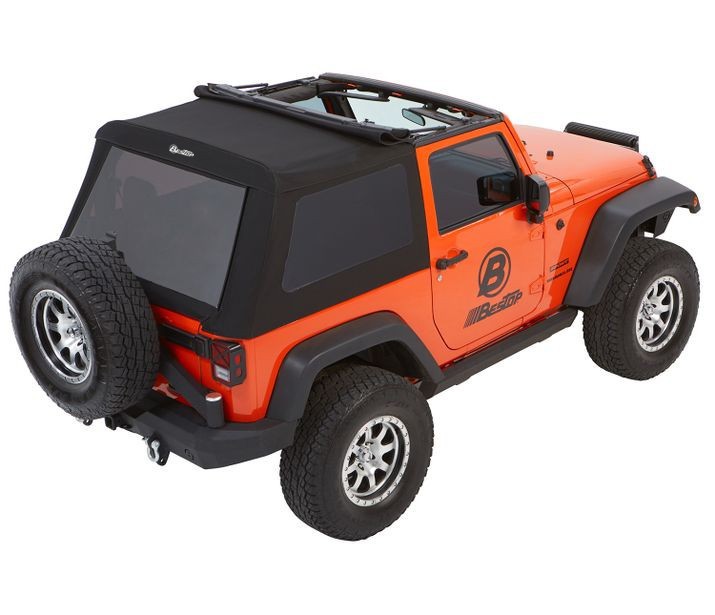 Мягкая крыша Trektop Glide Soft Top Black Diamond Jeep Wrangler JK 07-18 2 Door Bestop 5492235