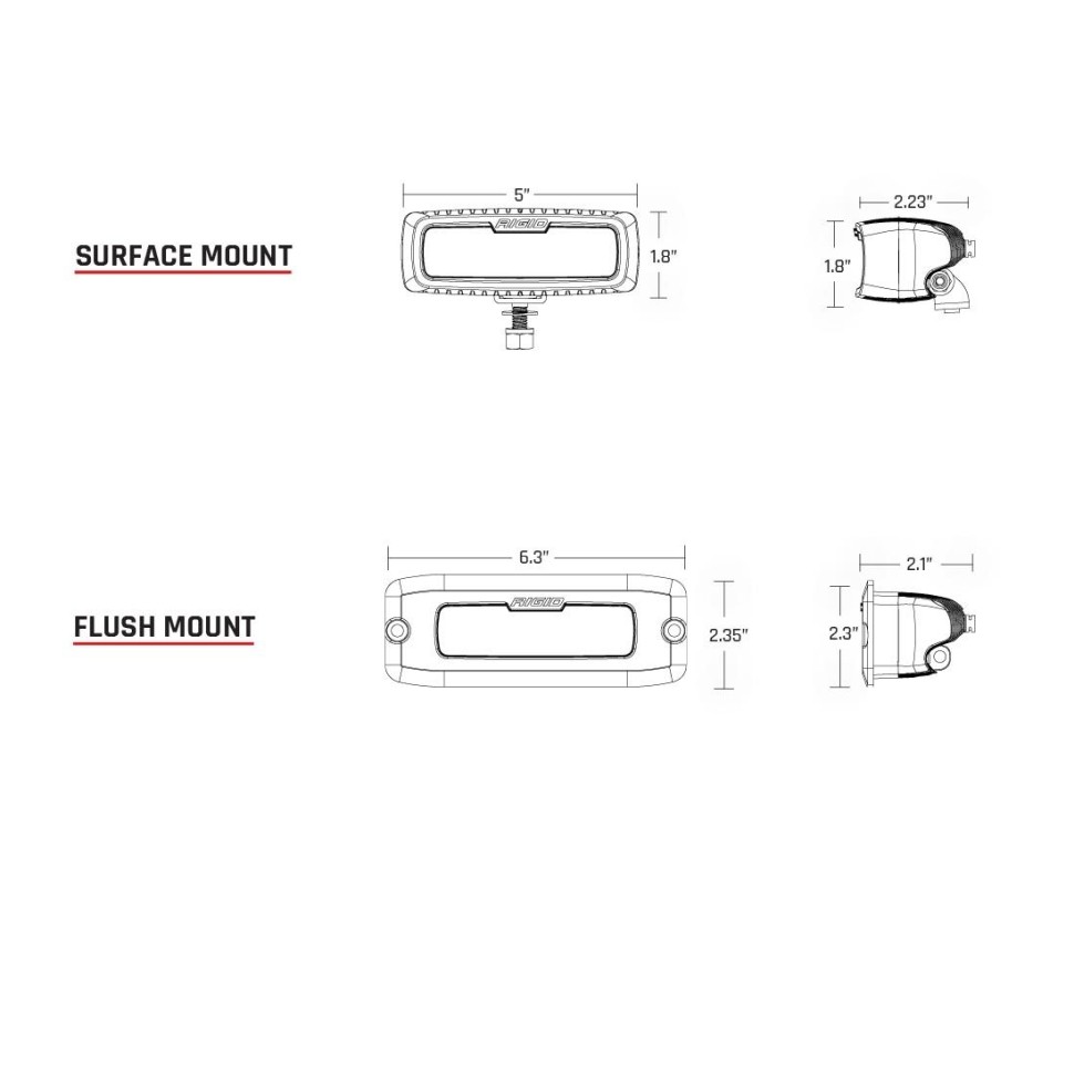 Дополнительная Led фара 2x5" Flood/Diffused SRQ Rigid Industries 904513