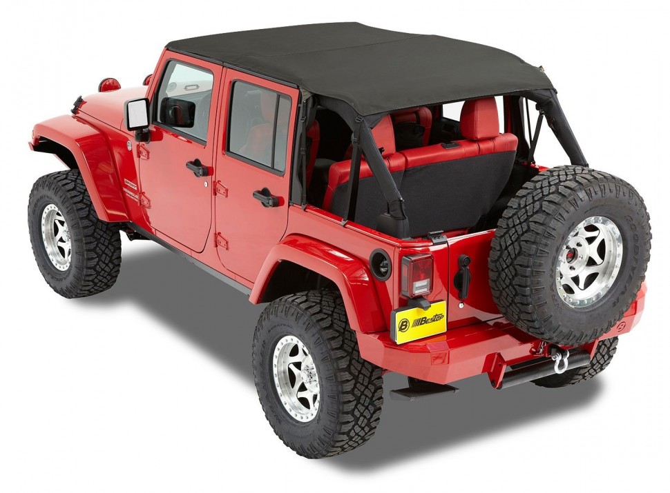 Бикини топ Jeep Wrangler JK 10-17 4 Door (Black Diamond) Header Safari Bestop 5259435