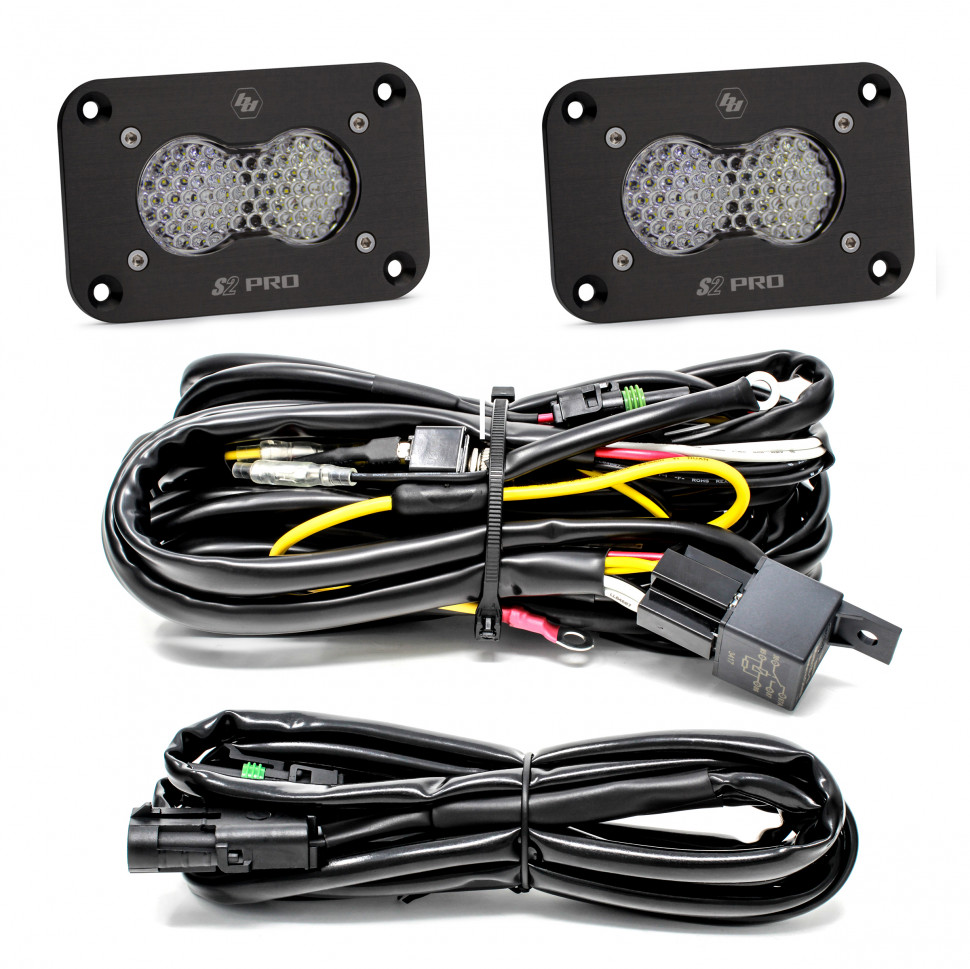 Baja Designs 487808 S2 Pro 2.93"x1.68" Work/Scene Led Off-Road Light Pair Flush Mount