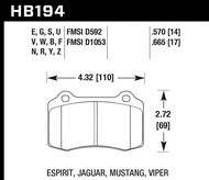 Задние тормозные колодки Jeep Grand Cherokee/Chevrolet Camaro 11-21 Hawk Performance HPS HB194F.570