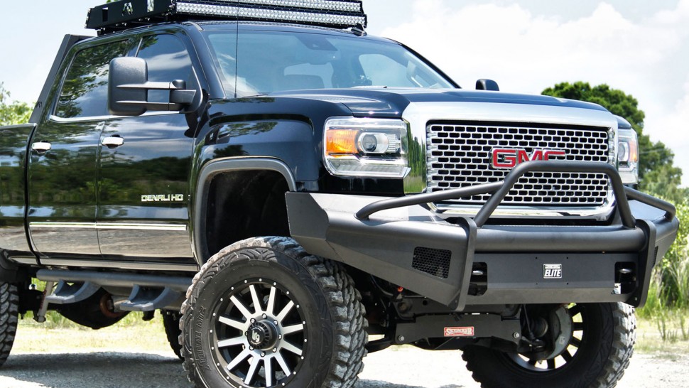 Передний бампер с центральной дугой Black Steel Elite GMC Sierra 2500/3500 15-19 Fab Fours GM14-Q3162-1