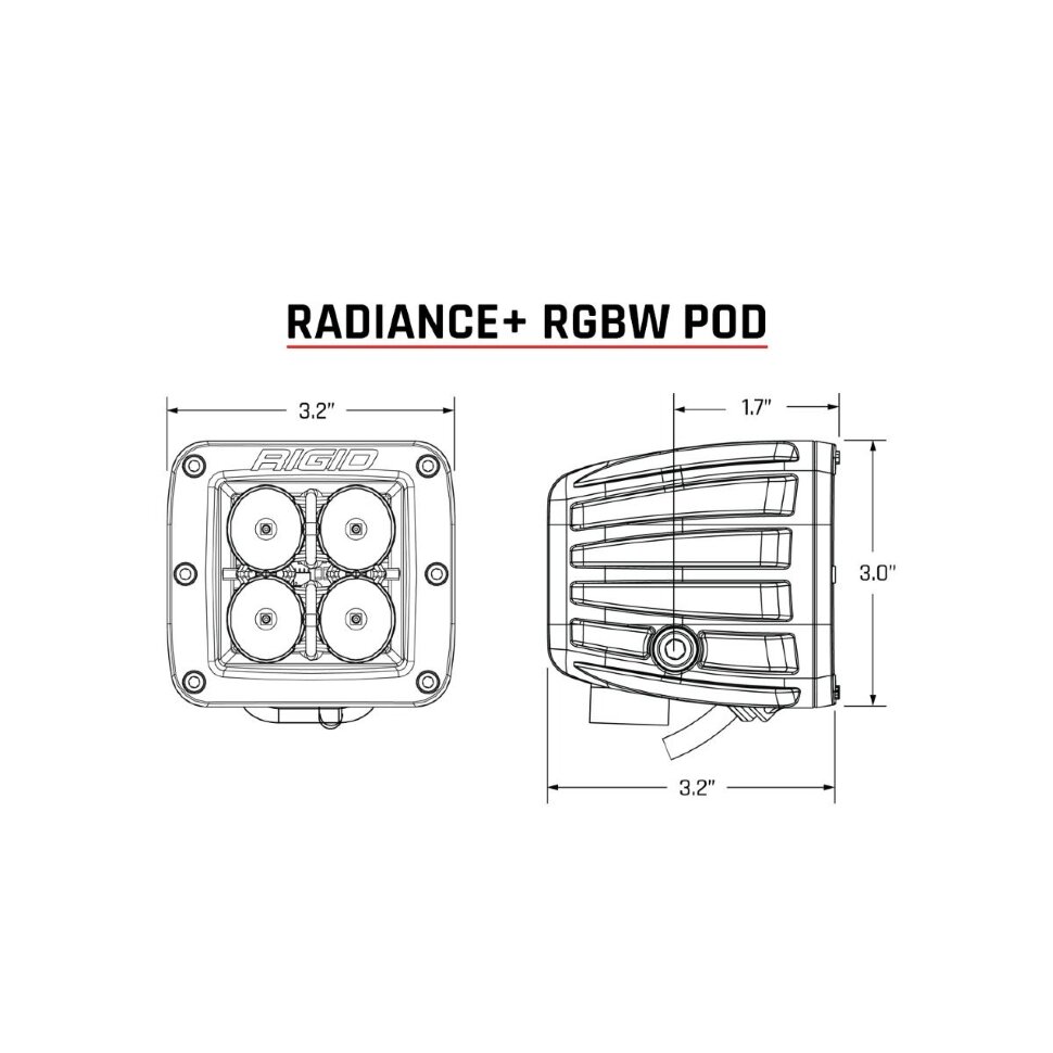 Комплект додаткових Led фар з підсвіткою 3" Broad/Spot Radiance Rigid Industries 202053