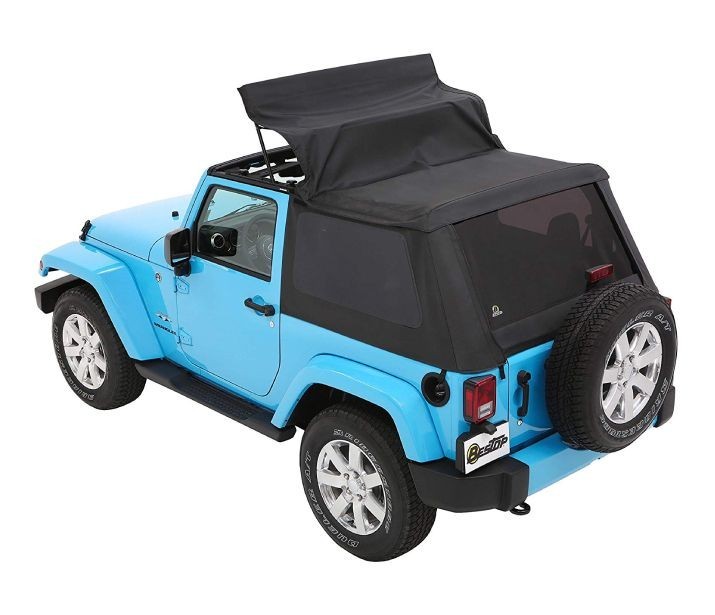 Bestop 5685217 Trektop Soft Top Jeep Wrangler JK 07-18 2 Door (Black Twill)