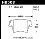 Задние тормозные колодки Chrysler 300/Dodge Challenger/Charger 15-22 Hawk Performance HPS HB508F.675