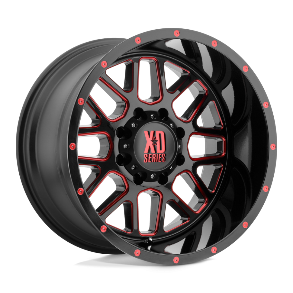 XD Wheels XD82029063918RC Grenade Wheel Satin Black Milled W/Red Tinted Clear Coat 20x9 +18