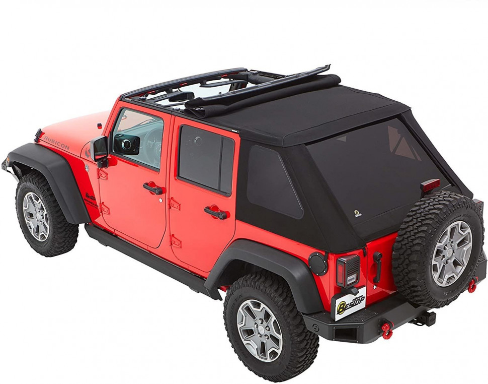 Bestop 5685335 Trektop Soft Top Jeep Wrangler JK 07-18 4 Door (Black Diamond)