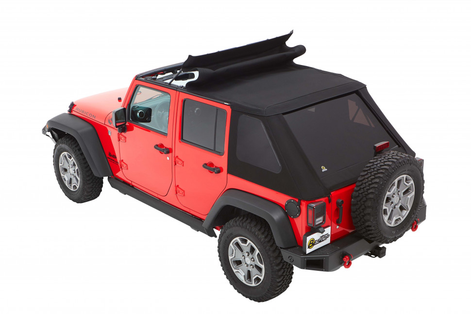 Bestop 5685317 Trektop Soft Top Jeep Wrangler JK 07-18 4 Door (Black Twill)
