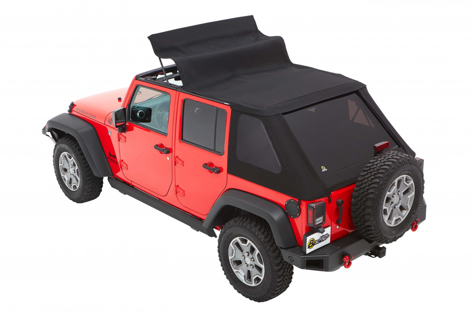 Bestop 5685317 Trektop Soft Top Jeep Wrangler JK 07-18 4 Door (Black Twill)