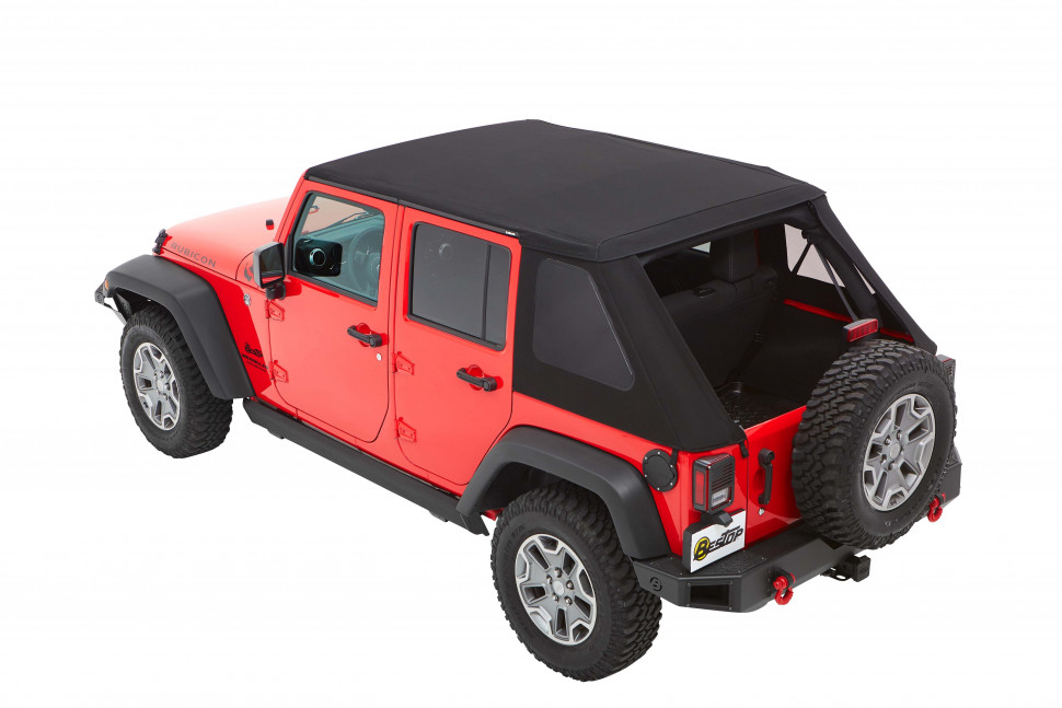 Bestop 5685317 Trektop Soft Top Jeep Wrangler JK 07-18 4 Door (Black Twill)